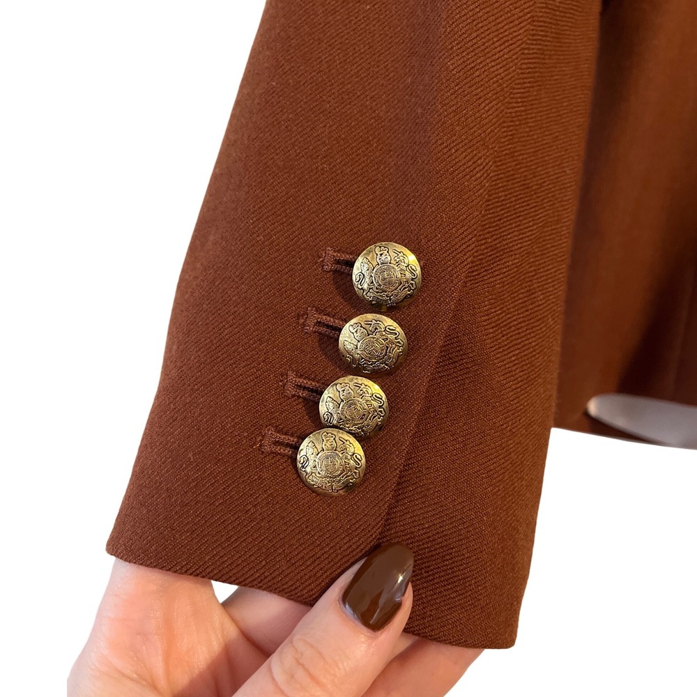 J.Crew Wool Blazer Brown Gold Button Career Business Academia Preppy Old Money - Picture 4 of 9